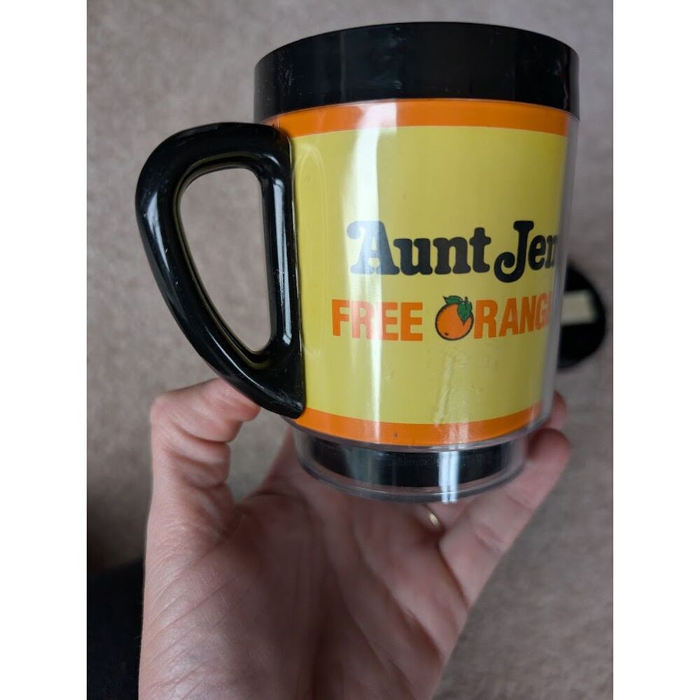 Vintage Aunt Jemima Advertising Mug Free Orange Juice Yellow Promo Cup - Picture 8 of 8